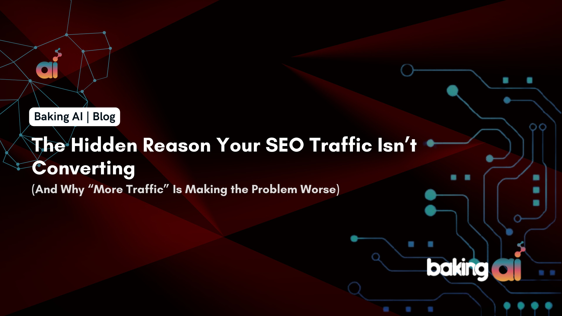SEO traffic analytics showing high visits but low conversions due to intent mismatch and poor content alignment | Baking AI - India's Top AI Marketing Company